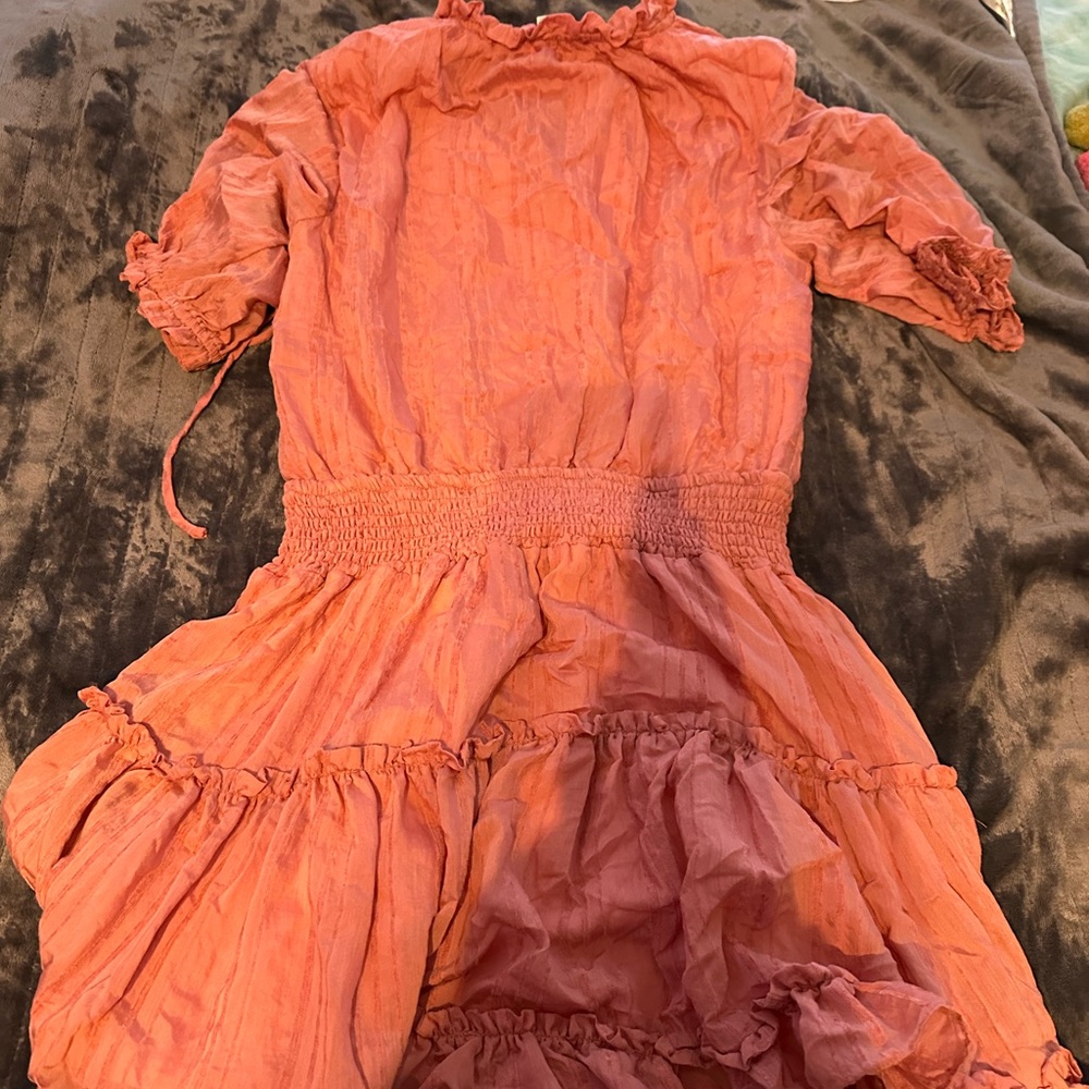 Pink Ruched Puff Sleeve Sundress